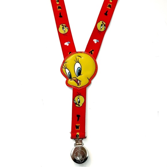 Warner Bros Looney Tunes Tweety Bird Kids Pants Suspenders Yellow Red Stretchy - Picture 2 of 16